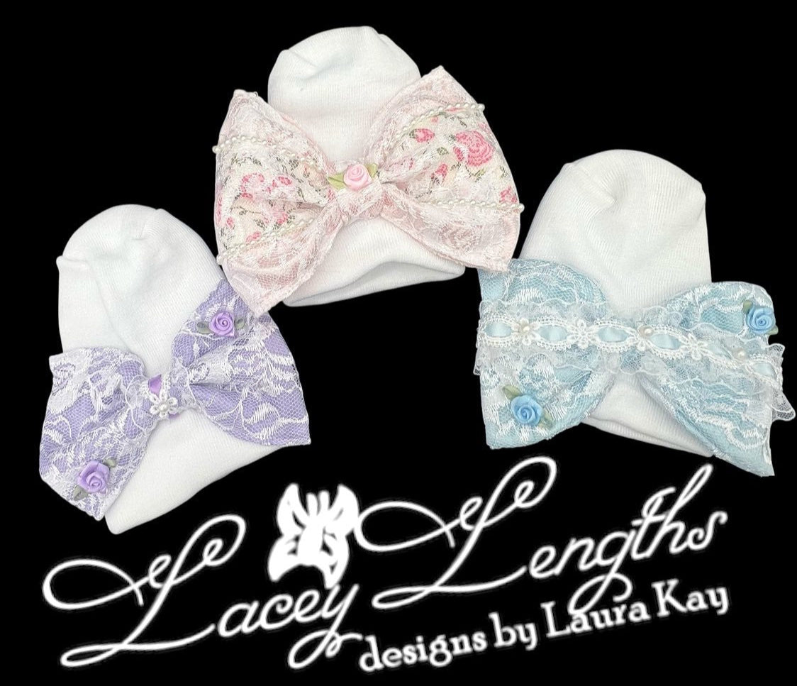 Swaddle Bow / Hospital Hat / Pacifier Clip Sets
