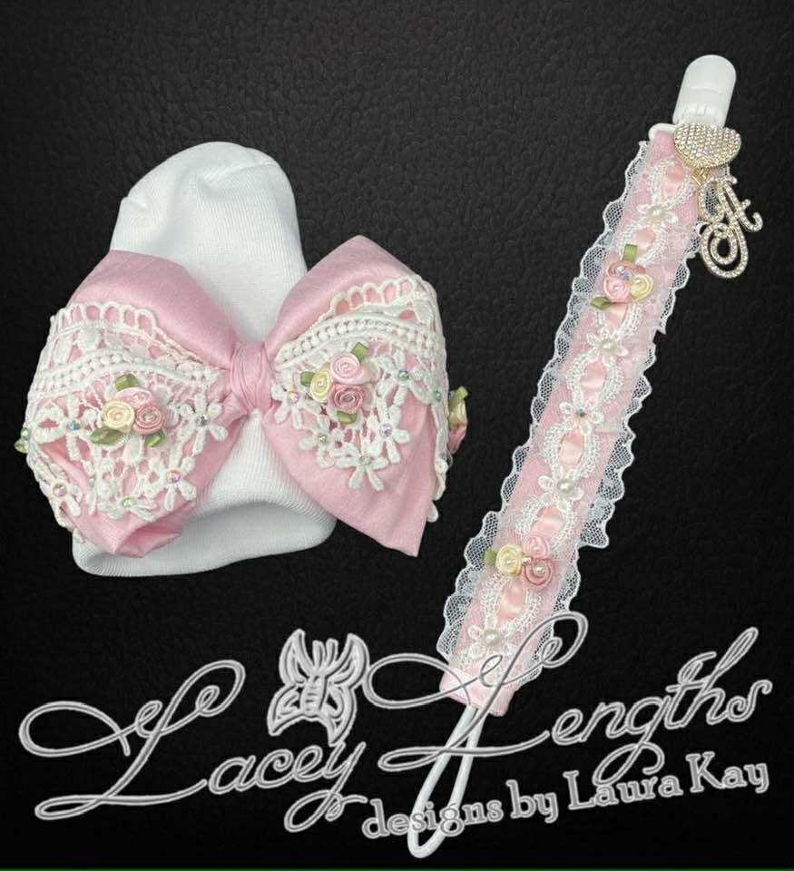 Swaddle Bow / Hospital Hat / Pacifier Clip Sets