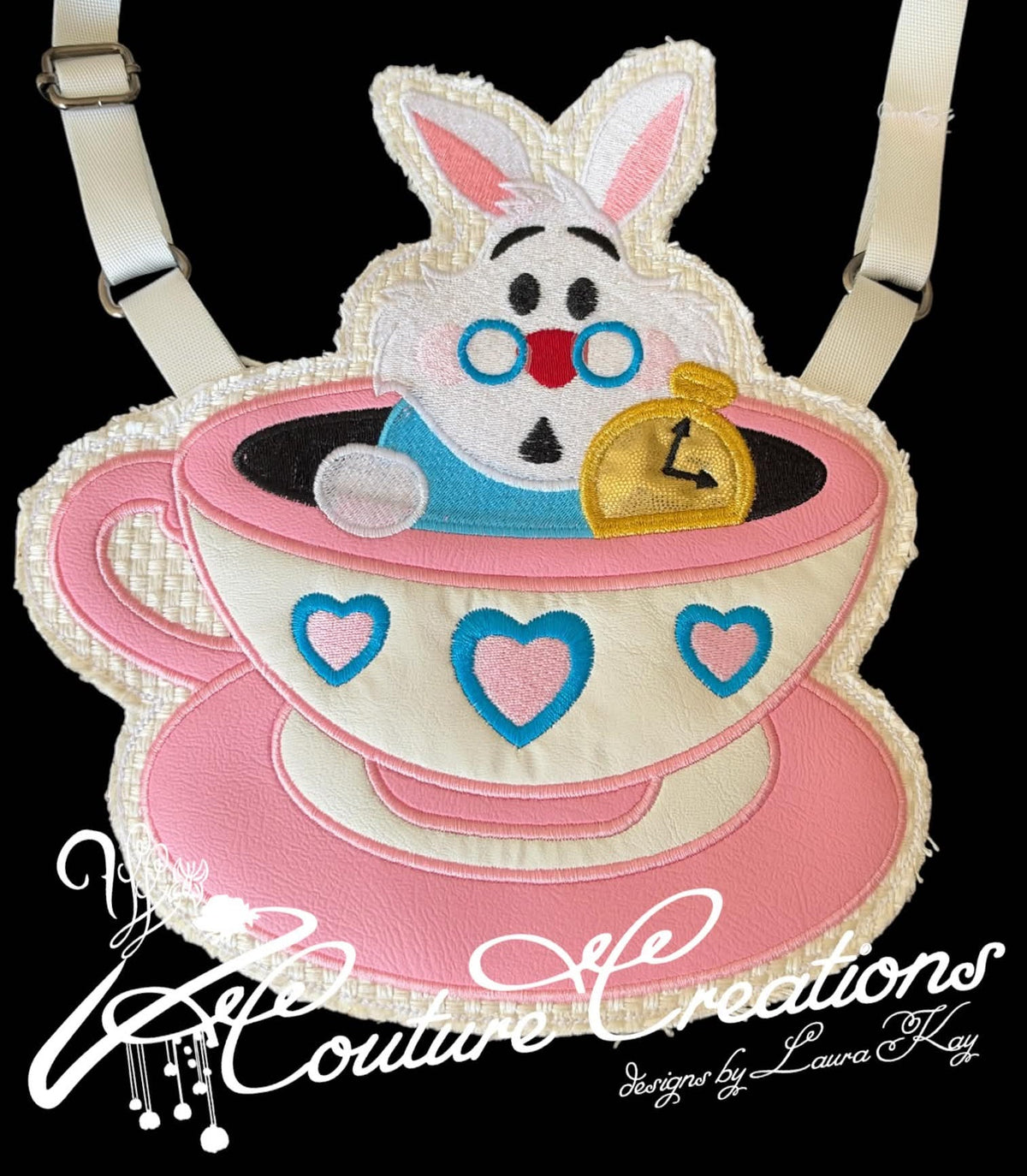 Flat Lay Crossbody Bag - Alice In Wonderland White Rabbit in Teacup